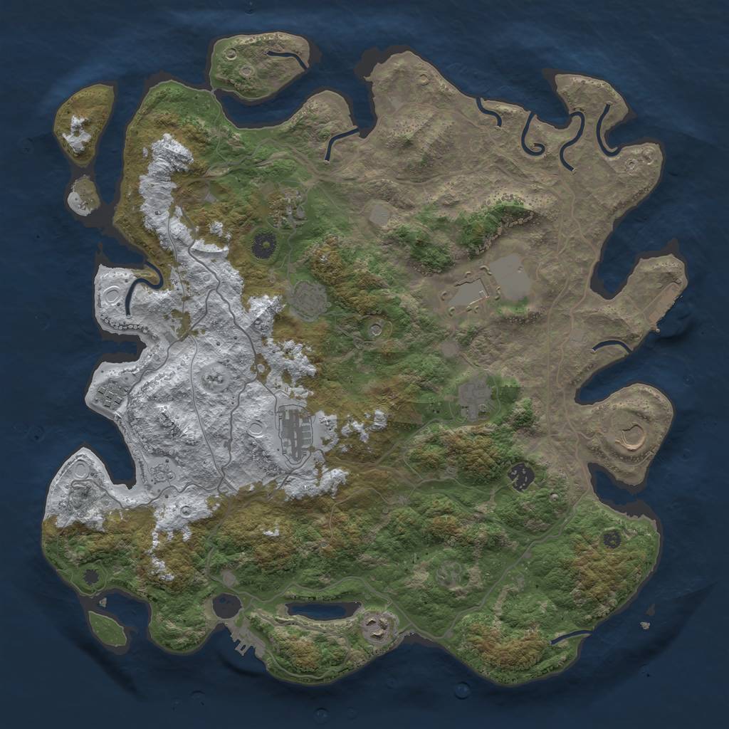 Rust Map: Procedural Map, Size: 4250, Seed: 1404709671, 18 Monuments