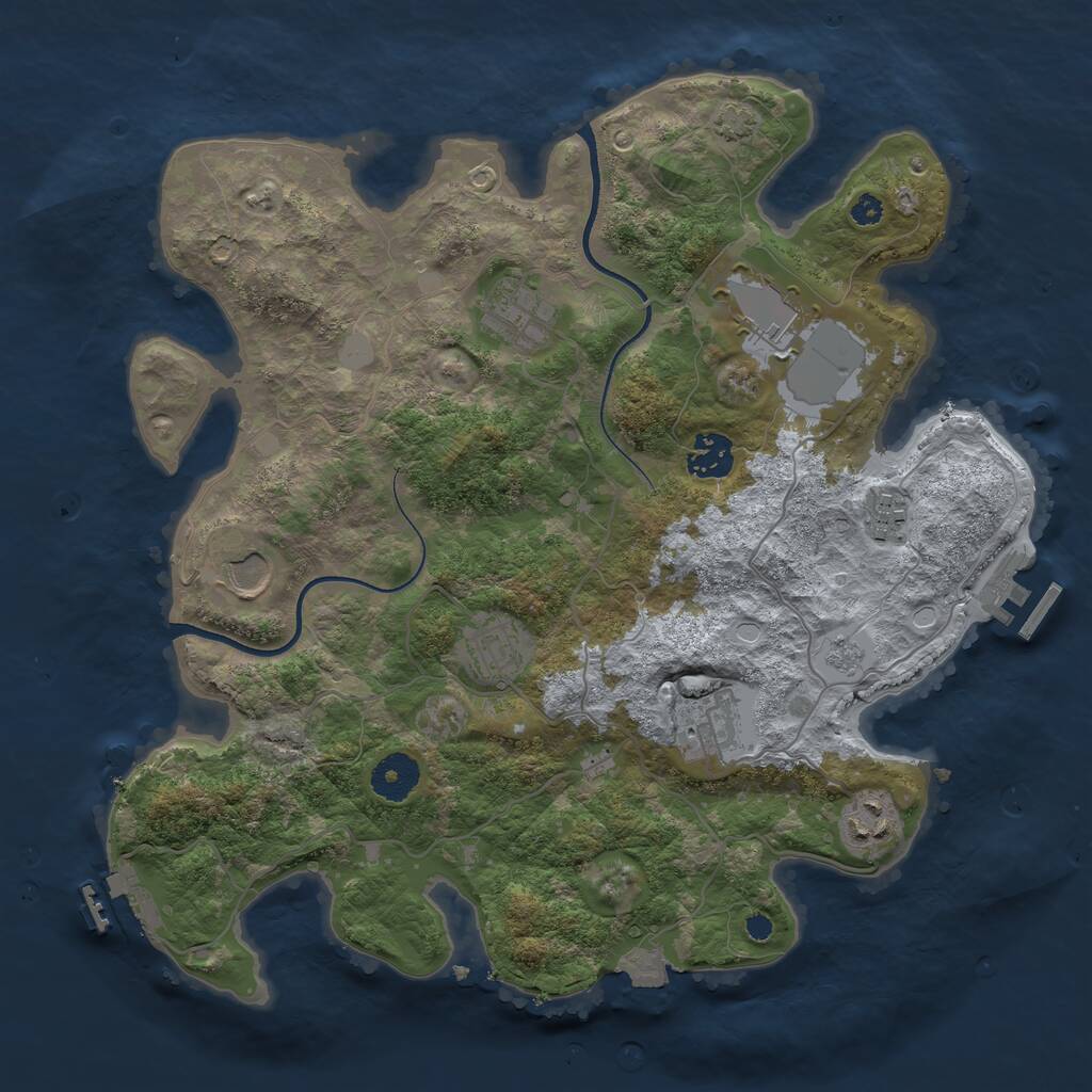 Rust Map: Procedural Map, Size: 3500, Seed: 1209667657, 13 Monuments