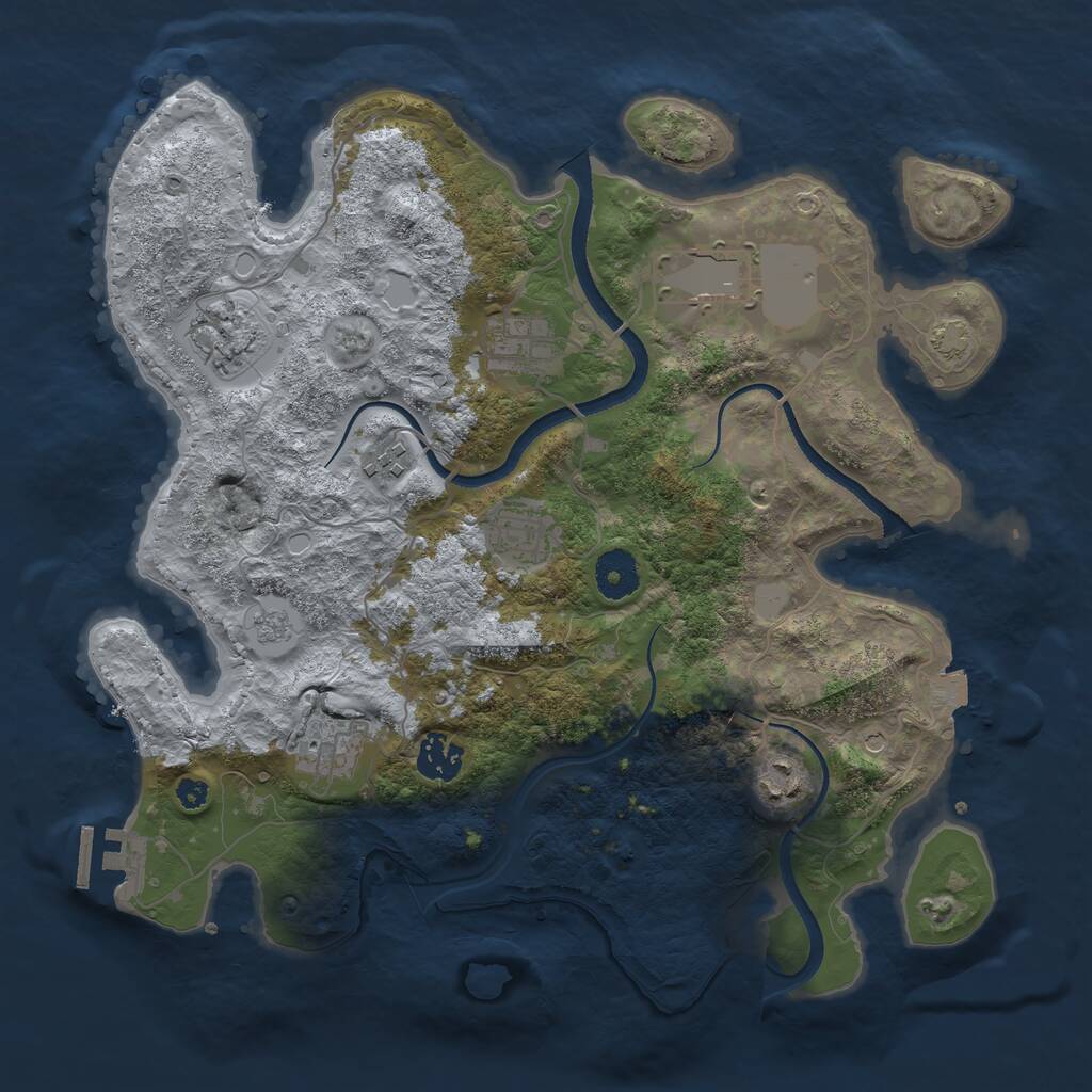 Rust Map: Procedural Map, Size: 3500, Seed: 1442676712, 13 Monuments