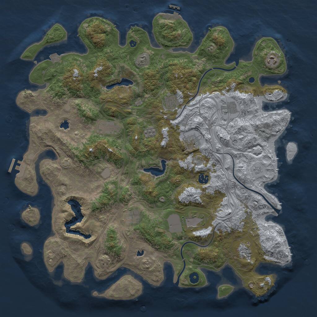 Rust Map: Procedural Map, Size: 4500, Seed: 3508224, 16 Monuments