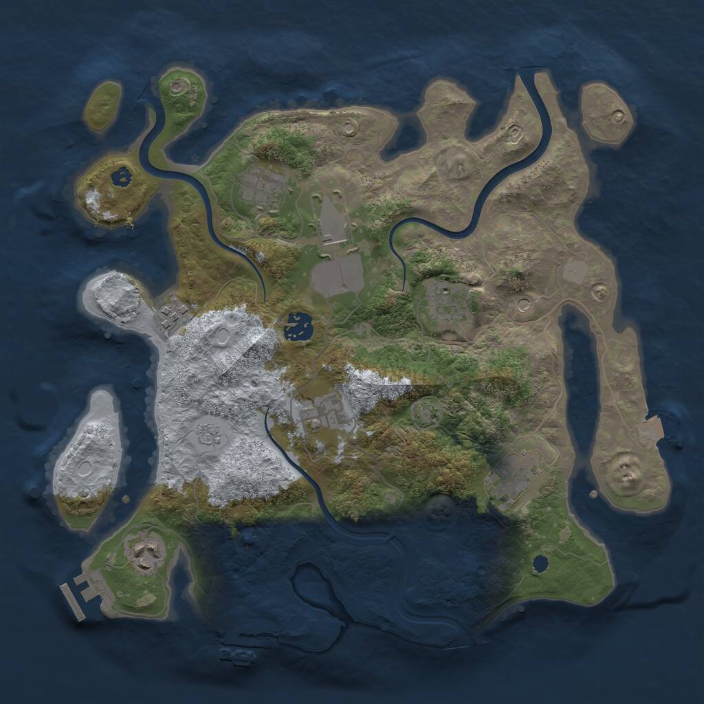 Rust Map: Procedural Map, Size: 3500, Seed: 79965, 14 Monuments