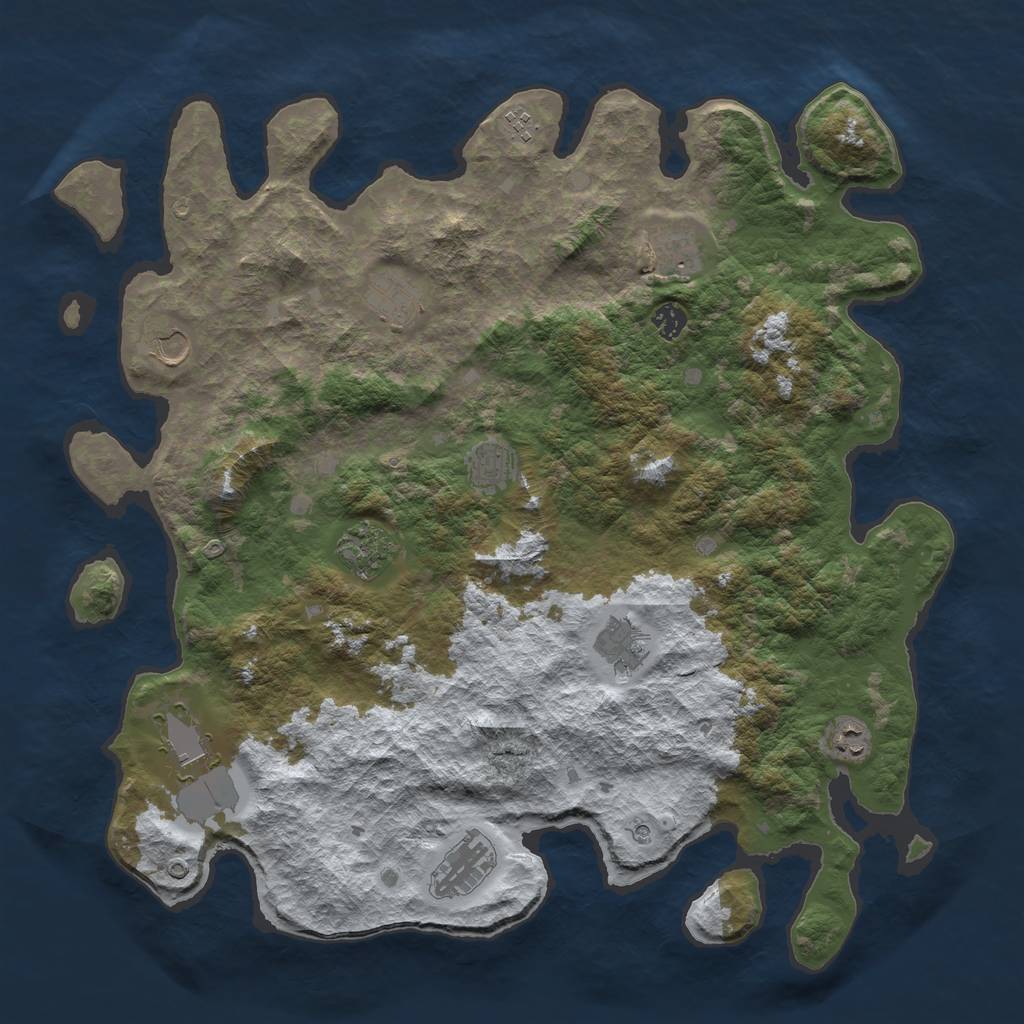 Rust Map: Barren, Size: 4500, Seed: 4374978, 14 Monuments