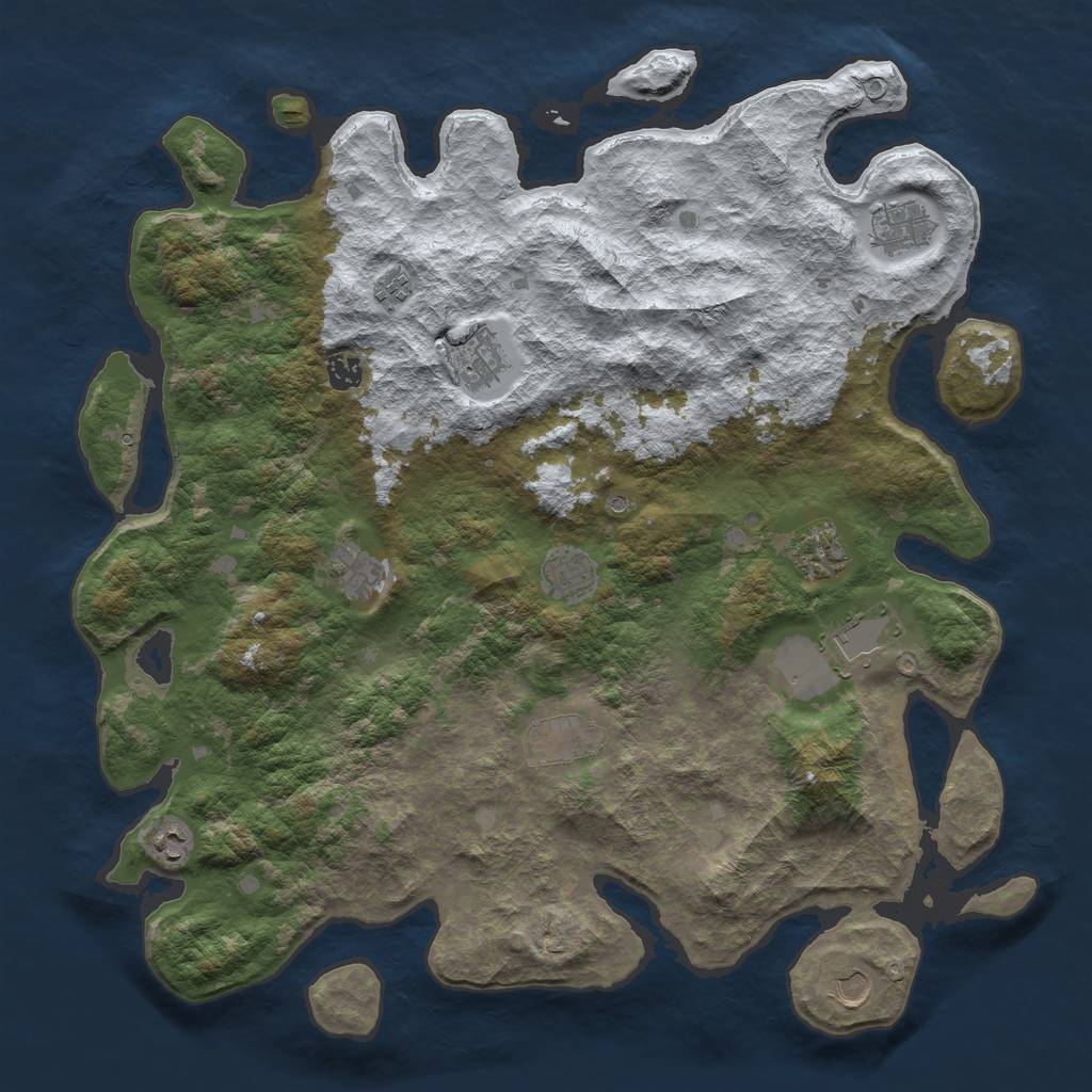Rust Map: Barren, Size: 4500, Seed: 5219411, 14 Monuments