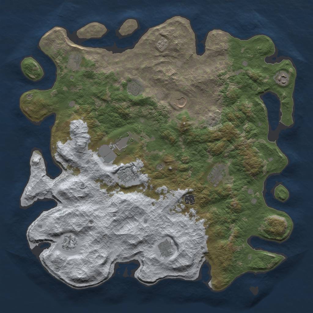 Rust Map: Barren, Size: 4500, Seed: 5235379, 14 Monuments