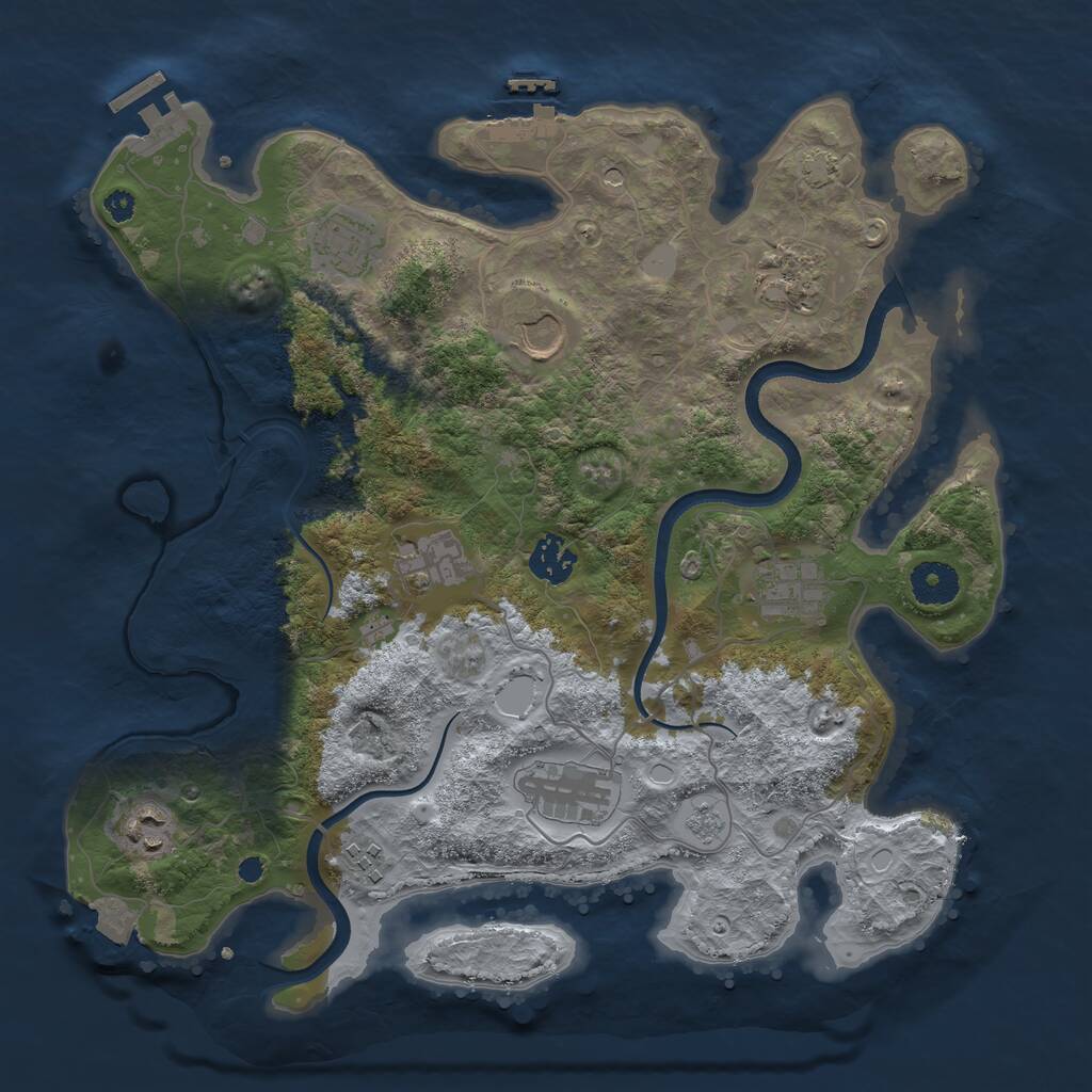 Rust Map: Procedural Map, Size: 3550, Seed: 780293311, 15 Monuments