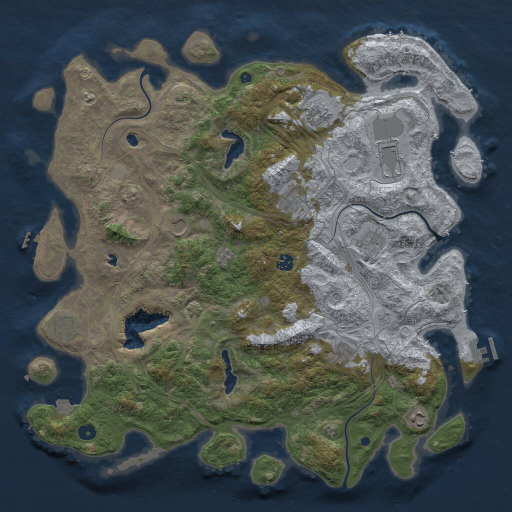 Rust Map: Procedural Map, Size: 4500, Seed: 3840212, 16 Monuments