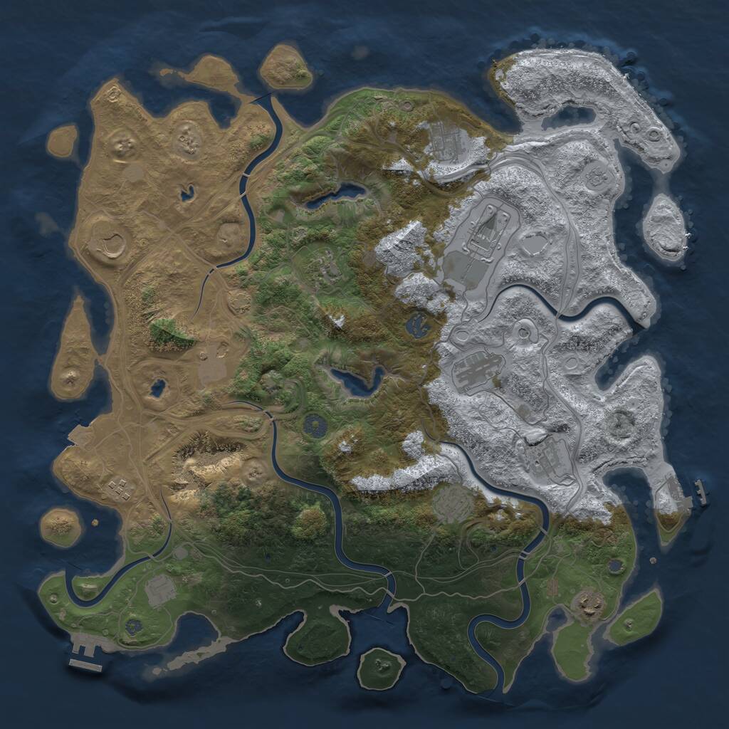 Rust Map: Procedural Map, Size: 4500, Seed: 3840212, 19 Monuments