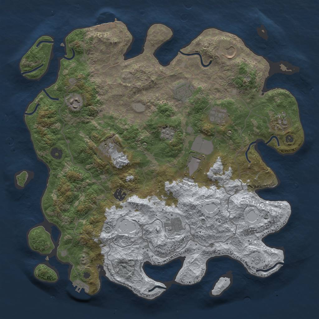 Rust Map: Procedural Map, Size: 4000, Seed: 277534, 19 Monuments