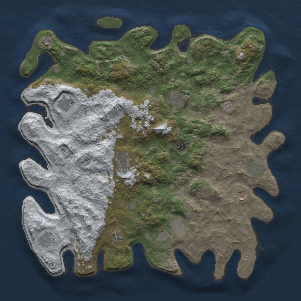 Rust Map: Barren, Size: 4500, Seed: 5674727, 14 Monuments