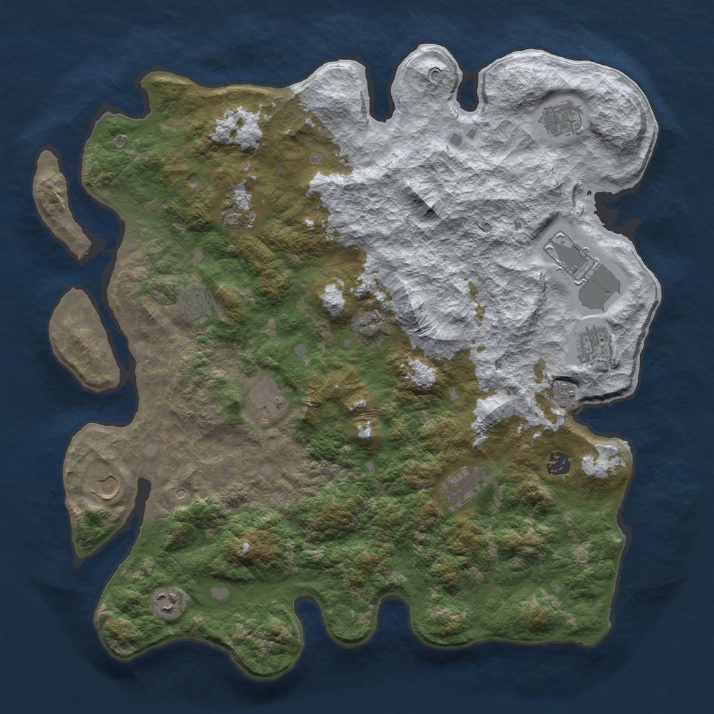 Rust Map: Barren, Size: 4500, Seed: 2823952, 14 Monuments