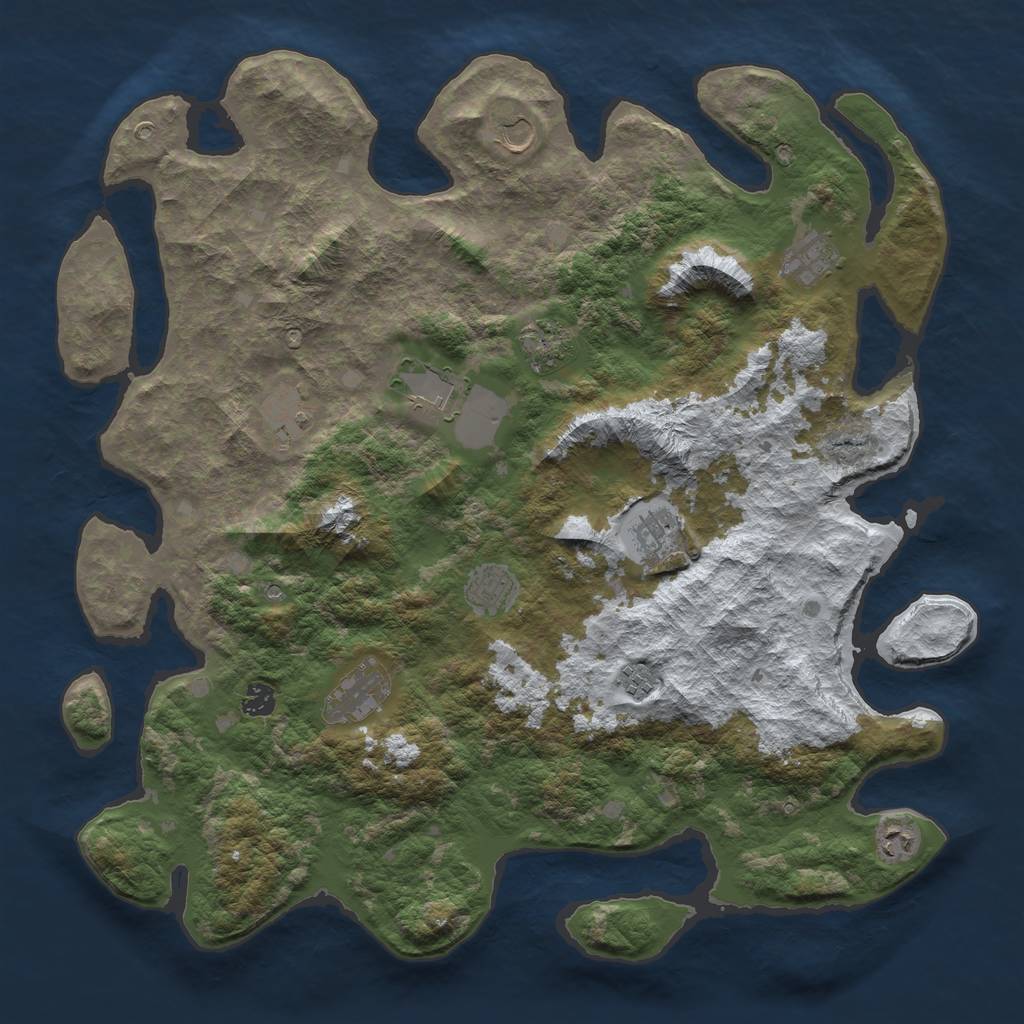 Rust Map: Barren, Size: 4500, Seed: 2931176, 14 Monuments