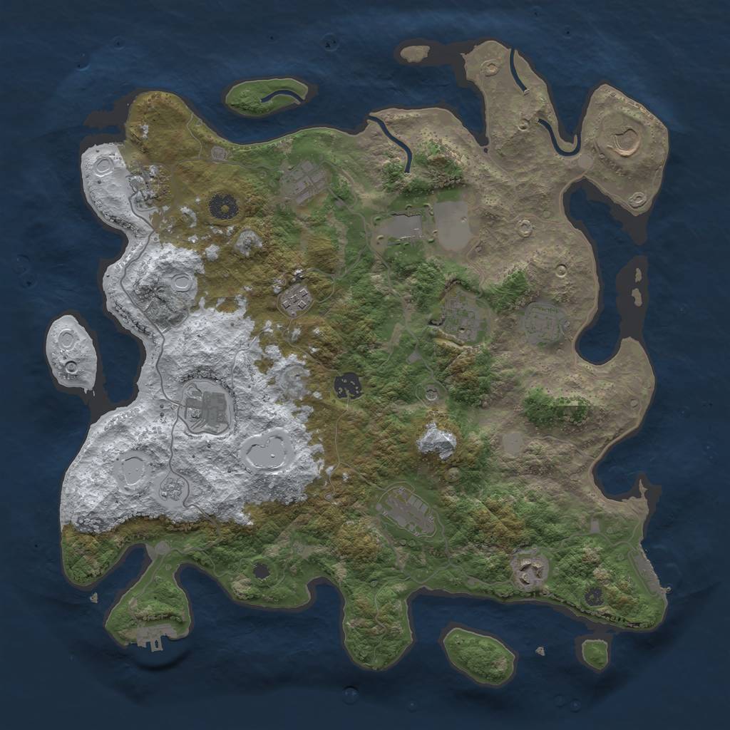 Rust Map: Procedural Map, Size: 3950, Seed: 2057300242, 20 Monuments