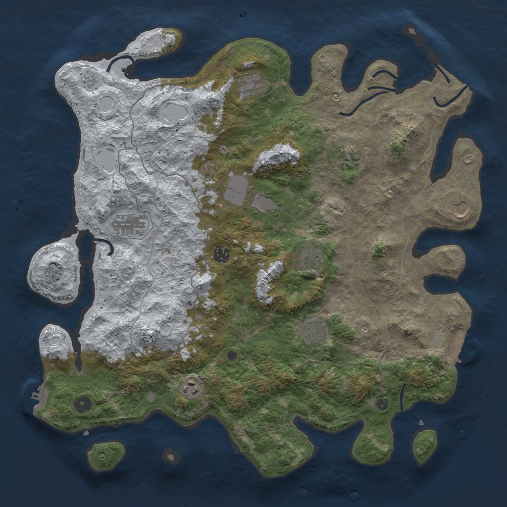 Rust Map: Procedural Map, Size: 4500, Seed: 2477587, 19 Monuments