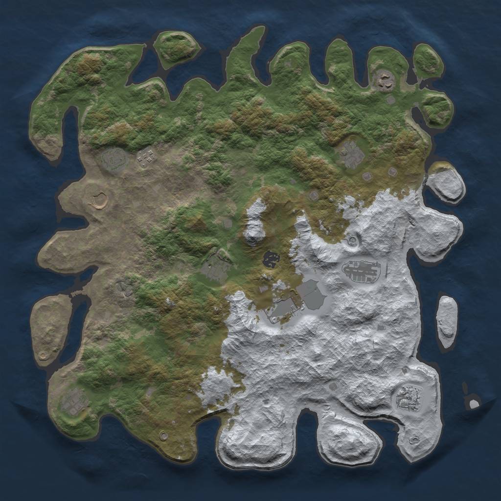 Rust Map: Barren, Size: 4500, Seed: 5283125, 14 Monuments