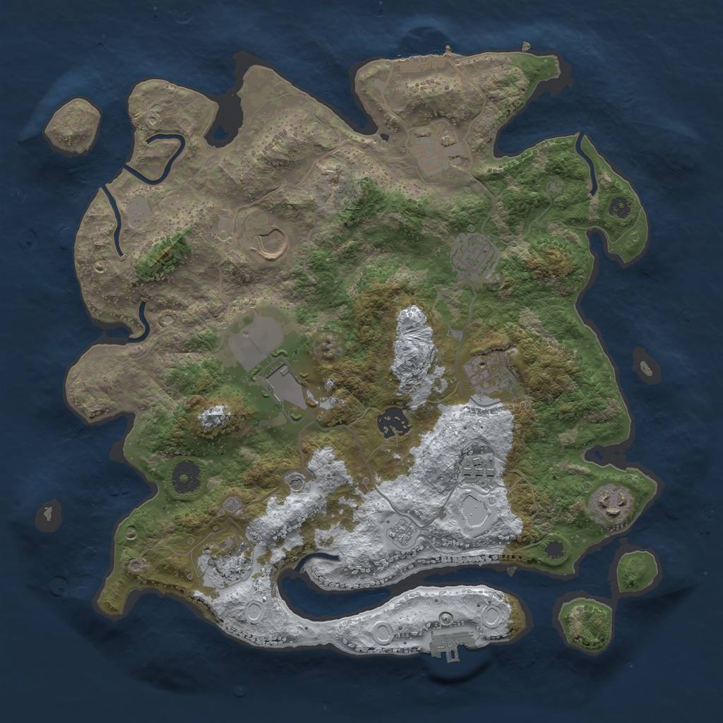 Rust Map: Procedural Map, Size: 3500, Seed: 1574805449, 18 Monuments