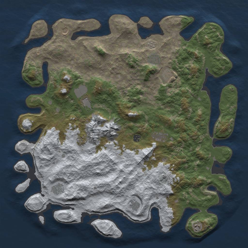 Rust Map: Barren, Size: 5000, Seed: 3000, 14 Monuments