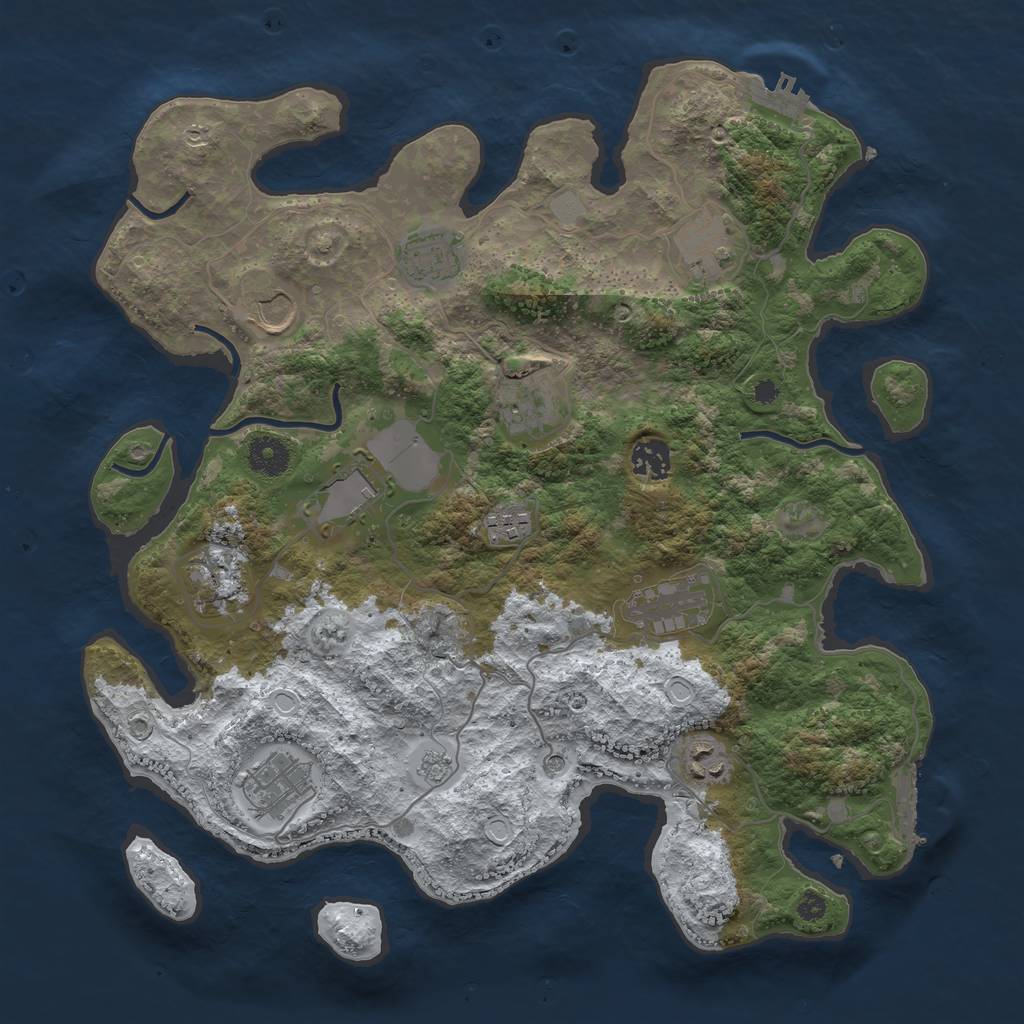 Rust Map: Procedural Map, Size: 3750, Seed: 1062235271, 20 Monuments