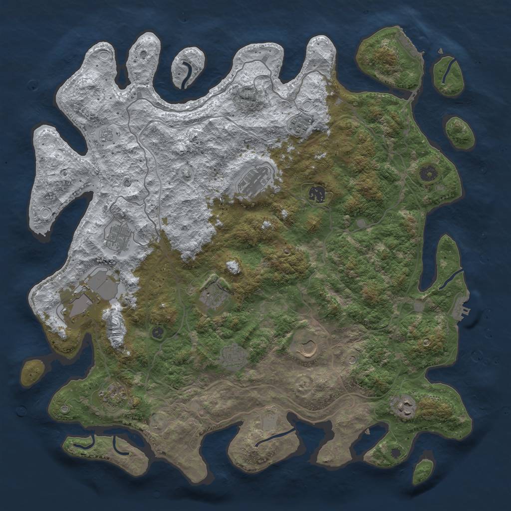 Rust Map: Procedural Map, Size: 4500, Seed: 1680869, 19 Monuments