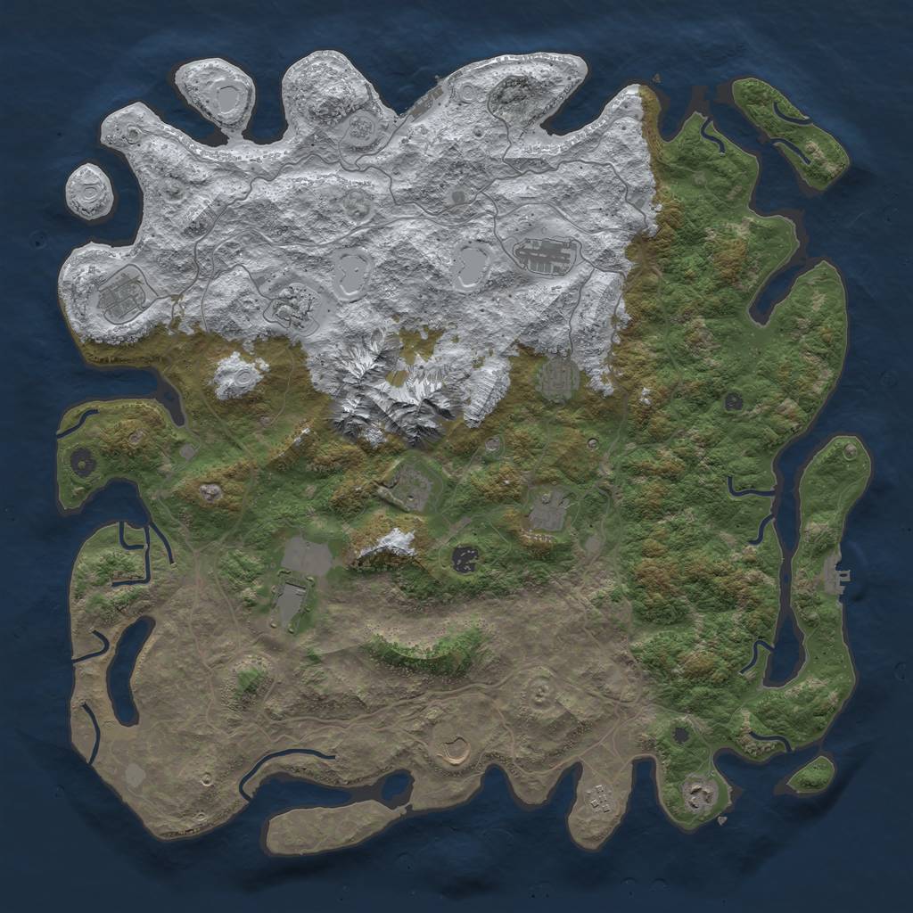 Rust Map: Procedural Map, Size: 5000, Seed: 1976, 20 Monuments