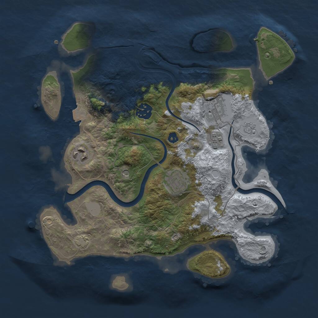 Rust Map: Procedural Map, Size: 3000, Seed: 2007505606, 9 Monuments