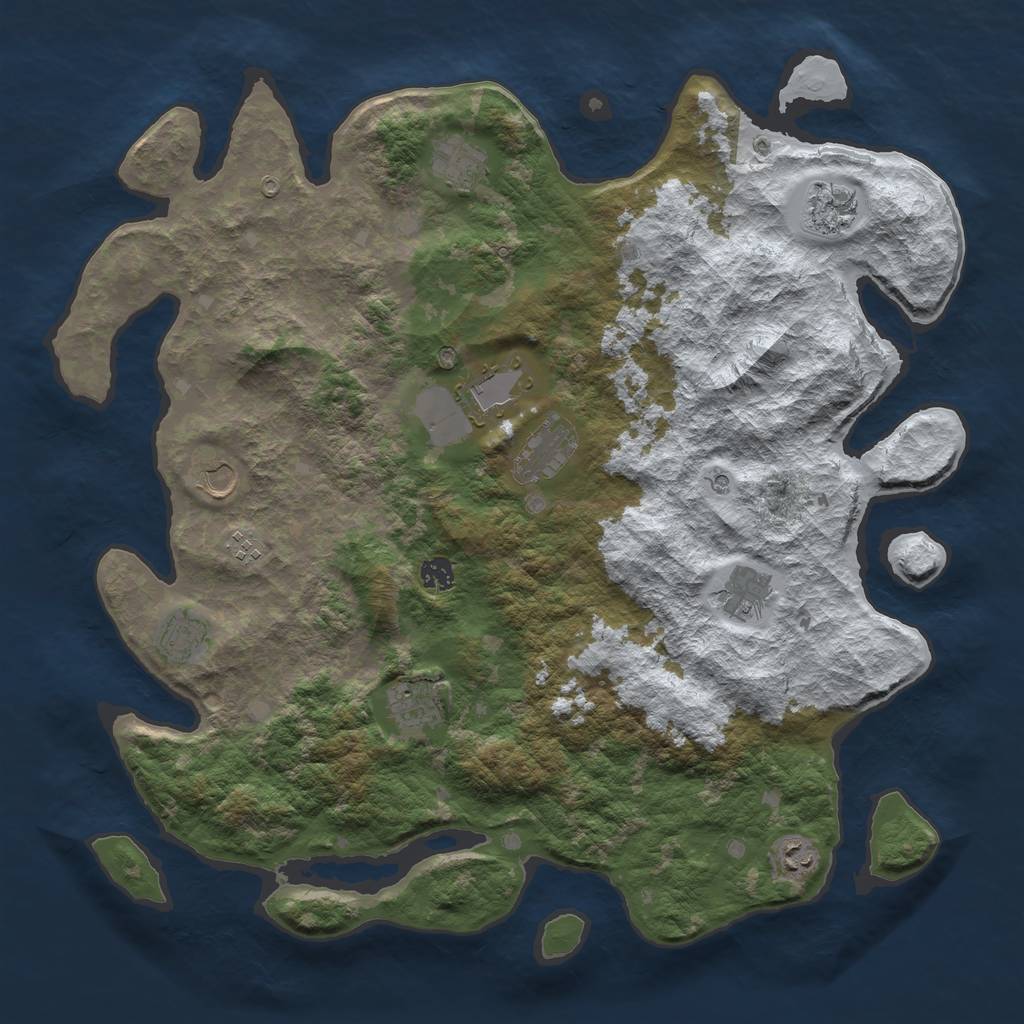 Rust Map: Barren, Size: 4500, Seed: 2762302, 14 Monuments
