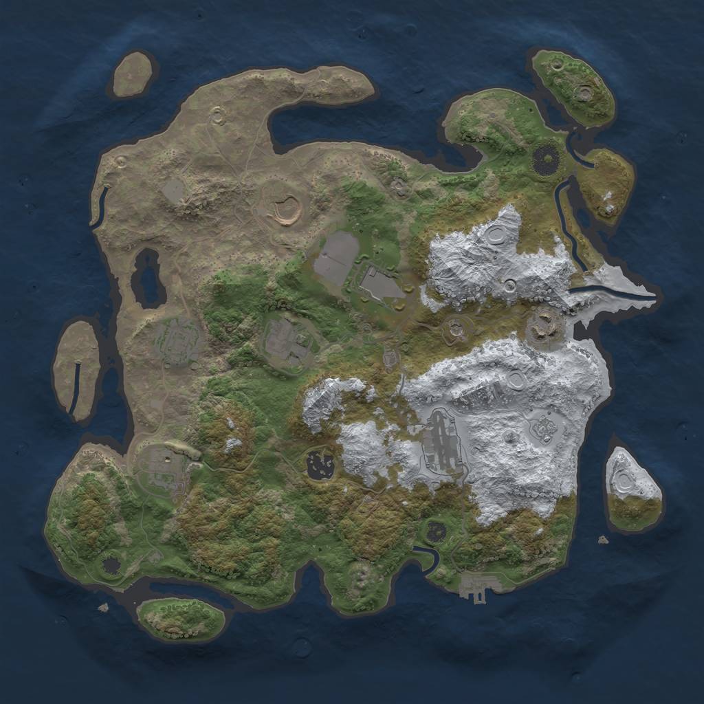 Rust Map: Procedural Map, Size: 3600, Seed: 37282, 16 Monuments