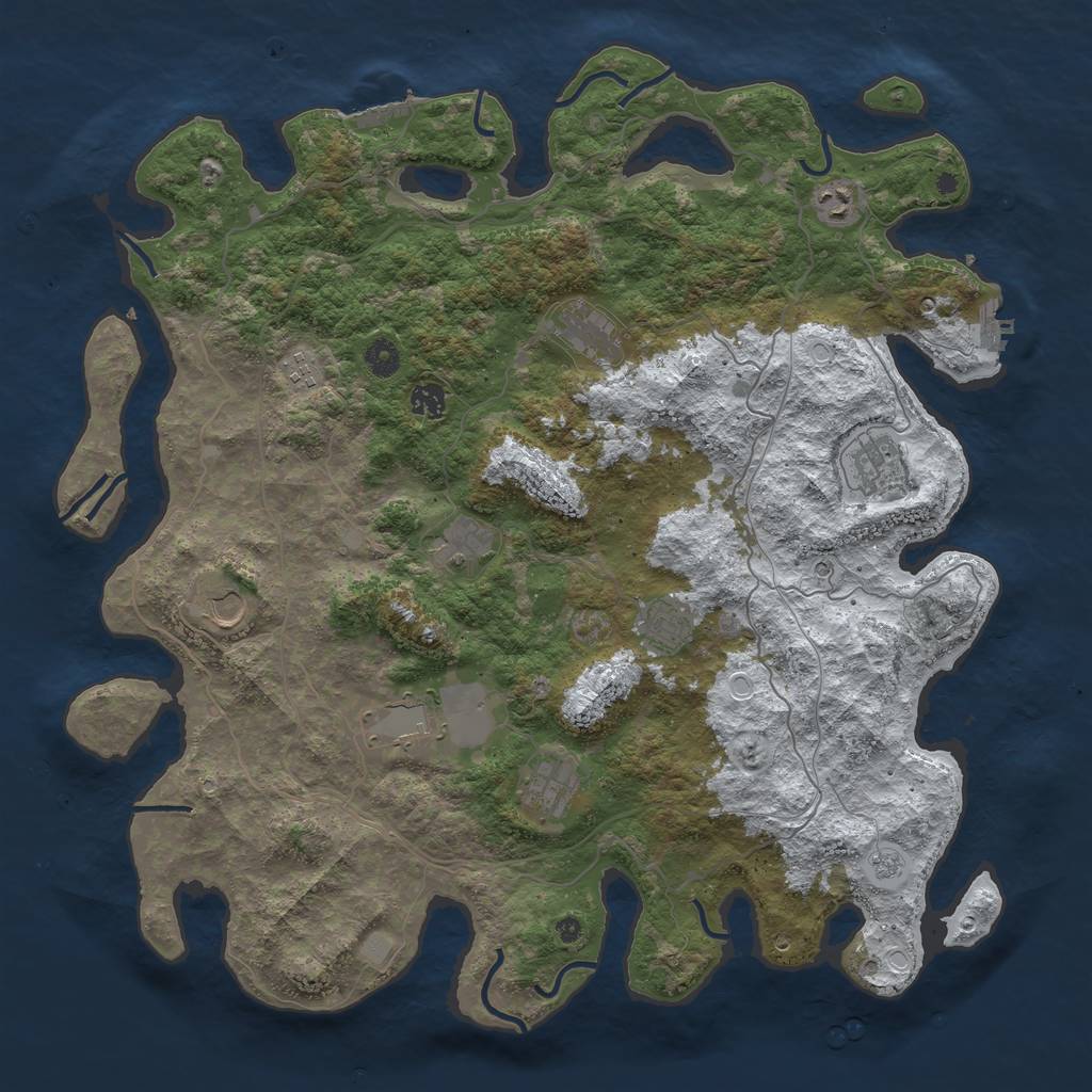 Rust Map: Procedural Map, Size: 4500, Seed: 1726704, 19 Monuments