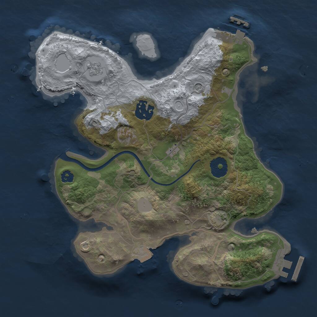 Rust Map: Procedural Map, Size: 2500, Seed: 1965139866, 7 Monuments