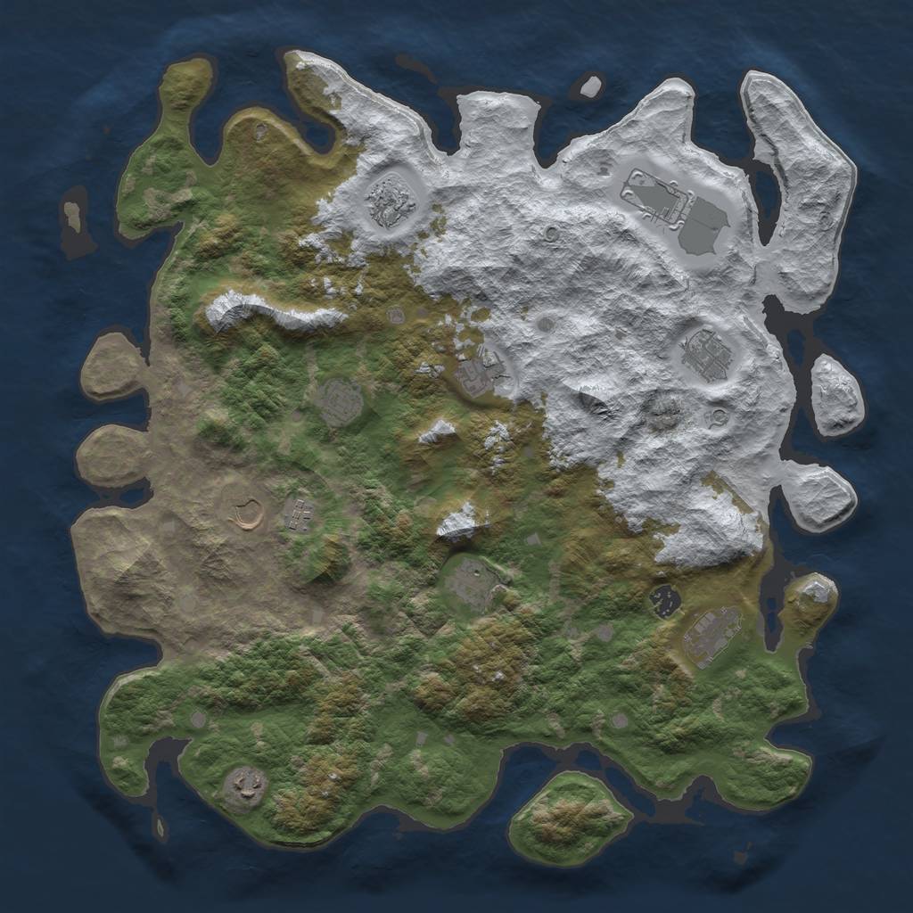 Rust Map: Barren, Size: 4500, Seed: 1322114, 14 Monuments