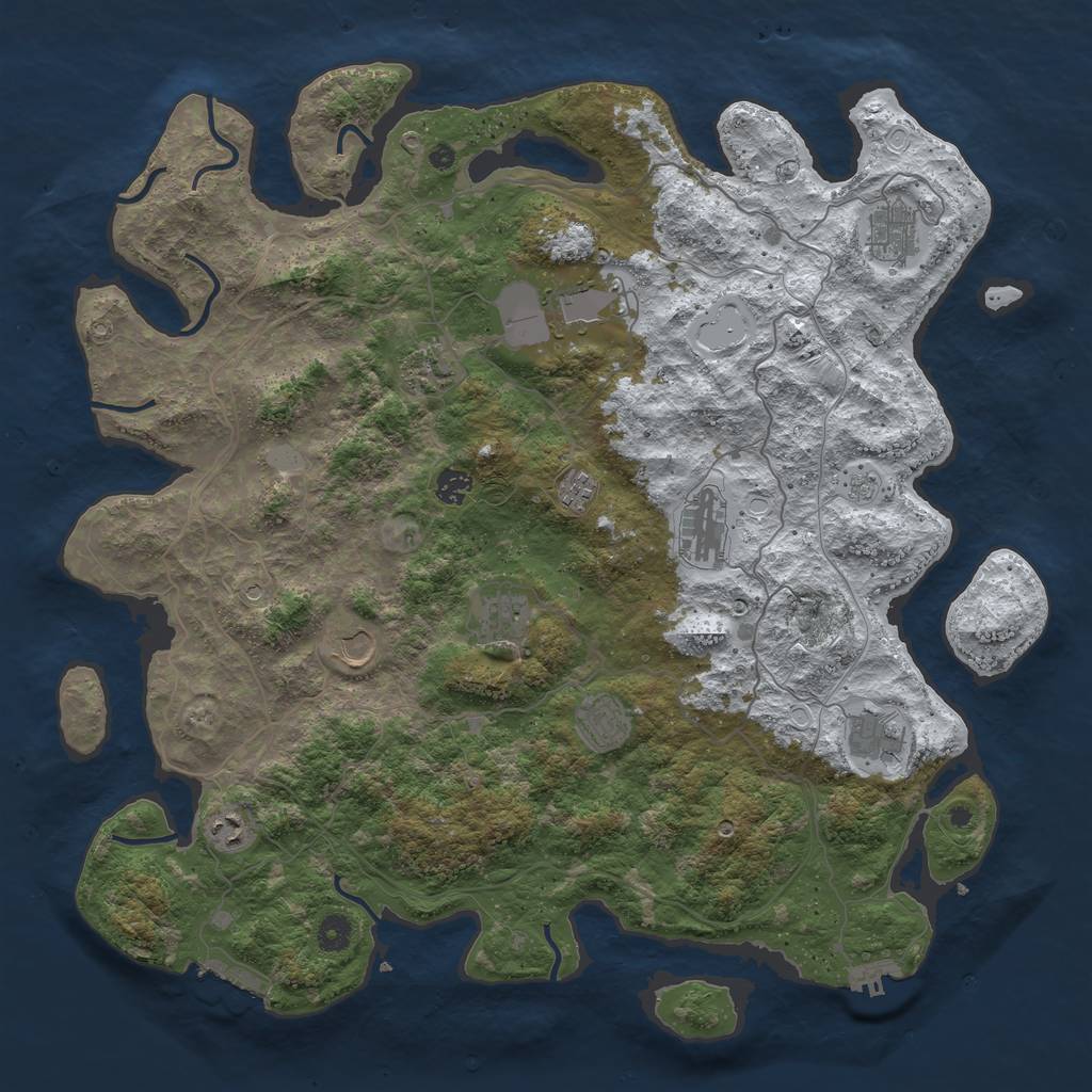 Rust Map: Procedural Map, Size: 4500, Seed: 1073390, 20 Monuments