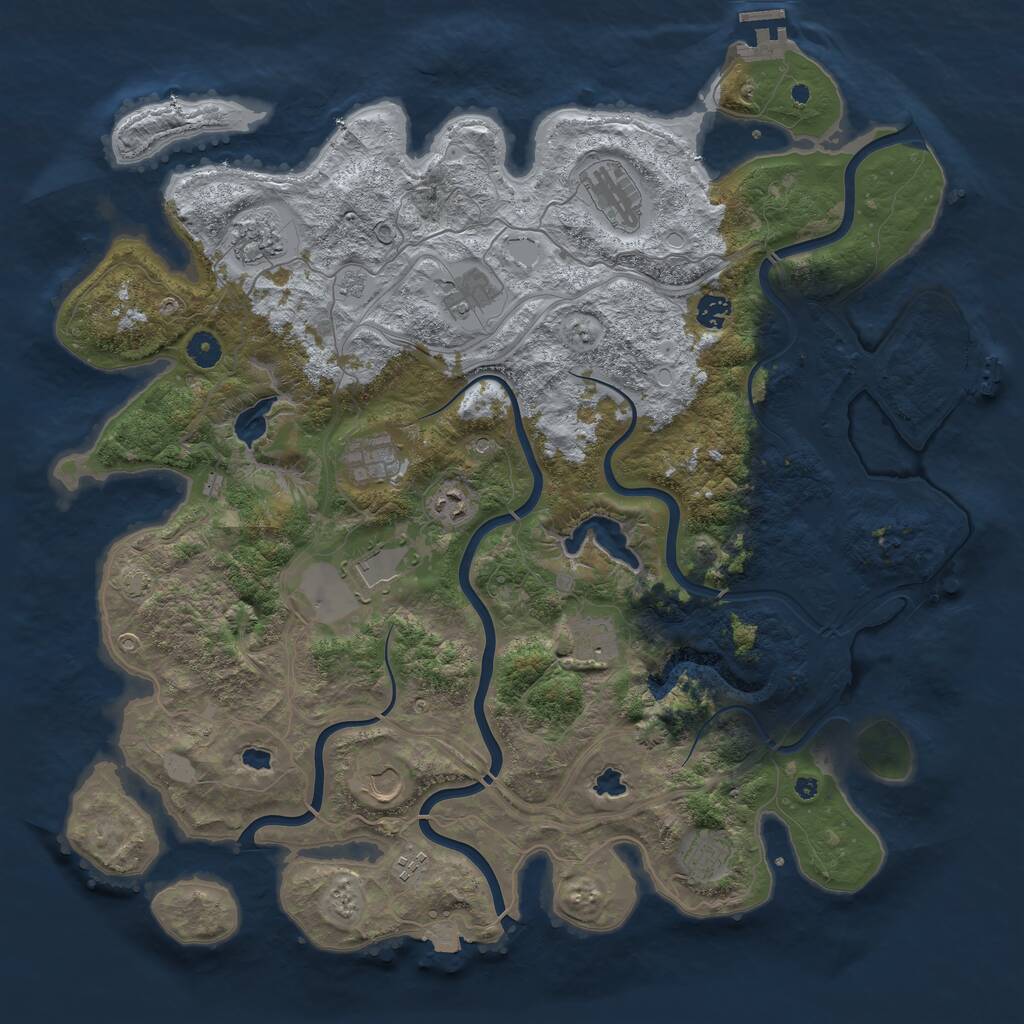 Rust Map: Procedural Map, Size: 4500, Seed: 4164364, 17 Monuments