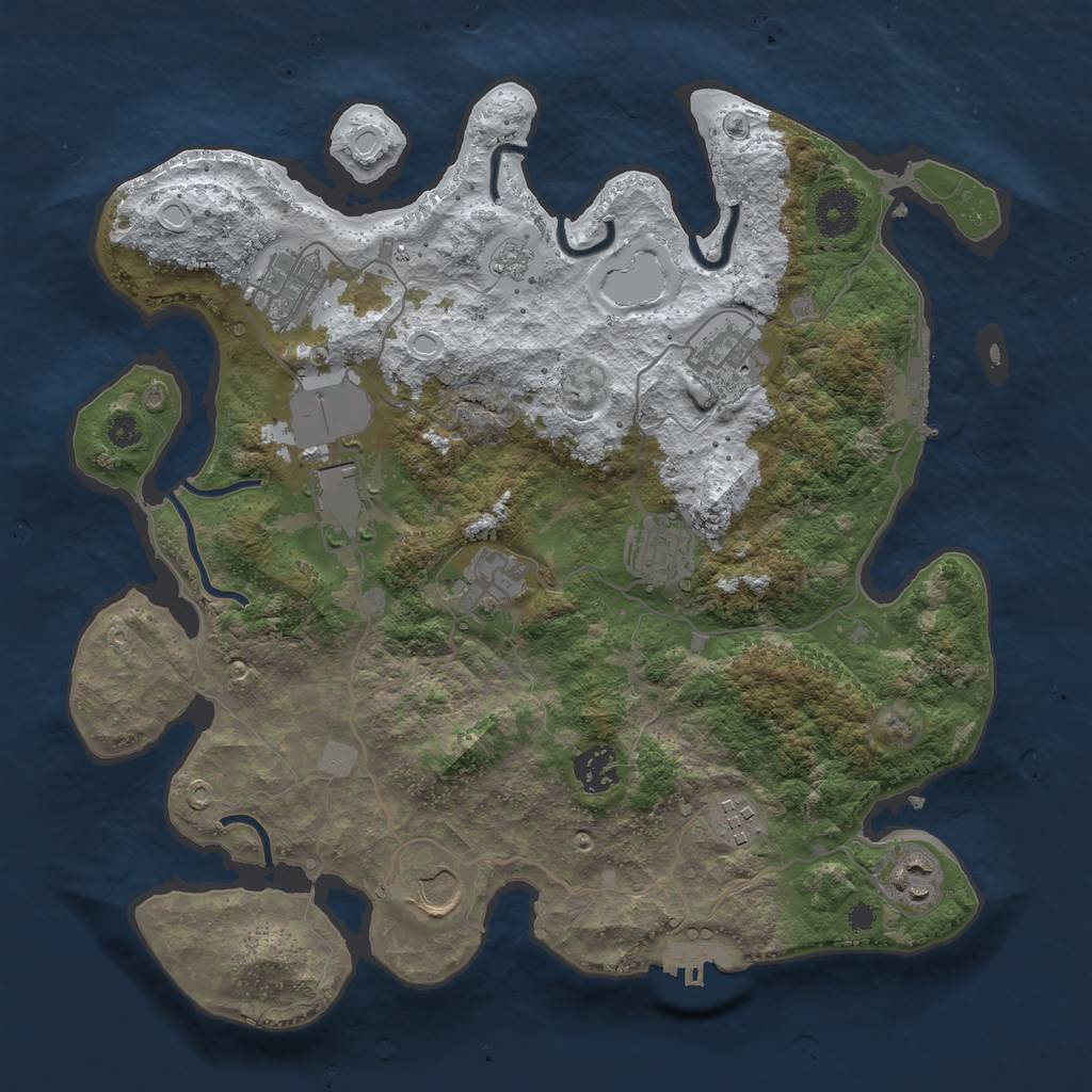 Rust Map: Procedural Map, Size: 3500, Seed: 65231, 17 Monuments