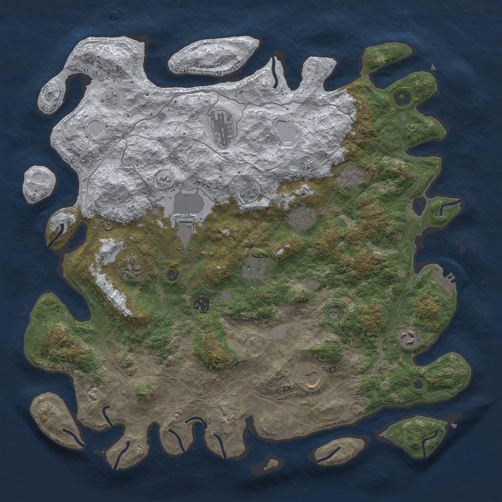 Rust Map: Procedural Map, Size: 4500, Seed: 3034624, 18 Monuments