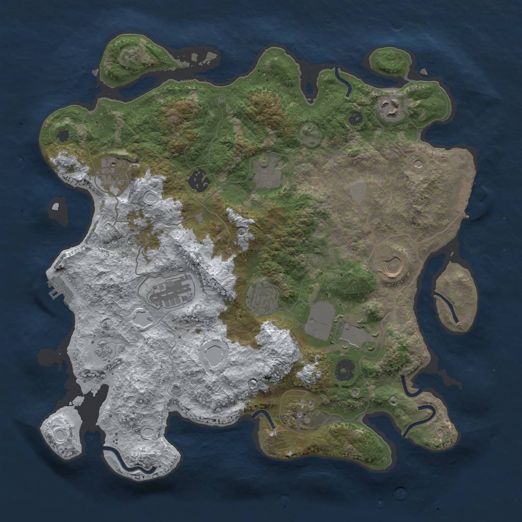 Rust Map: Procedural Map, Size: 3700, Seed: 7826584, 18 Monuments