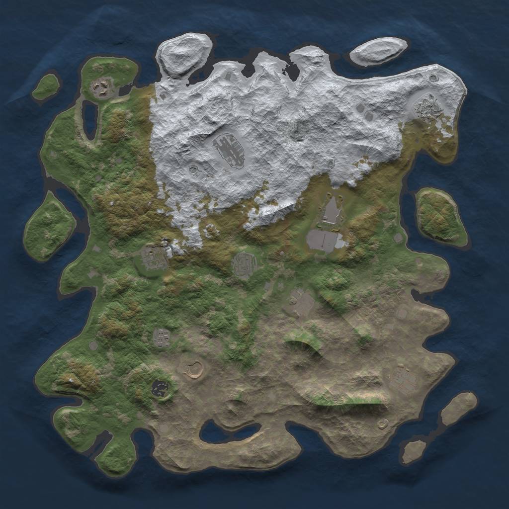 Rust Map: Barren, Size: 4500, Seed: 2347417, 14 Monuments