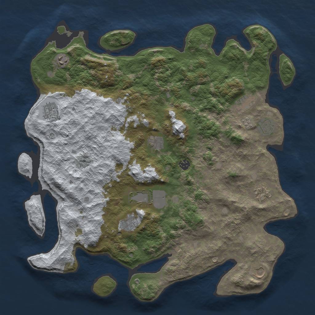 Rust Map: Barren, Size: 4500, Seed: 1340326, 14 Monuments