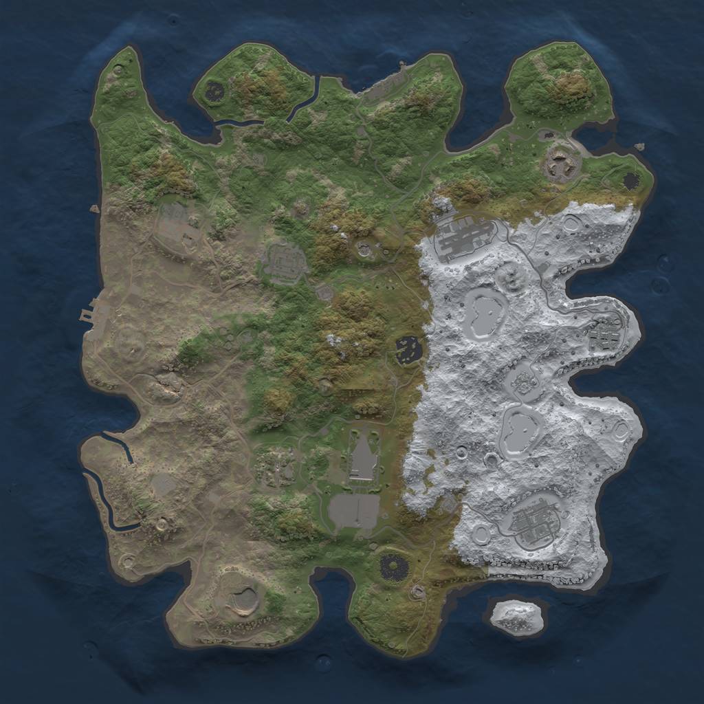 Rust Map: Procedural Map, Size: 3700, Seed: 1493765595, 19 Monuments
