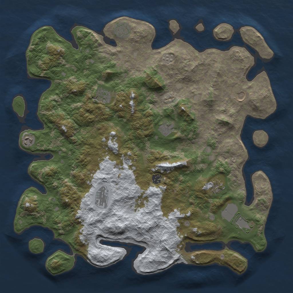 Rust Map: Barren, Size: 4500, Seed: 2684816, 13 Monuments