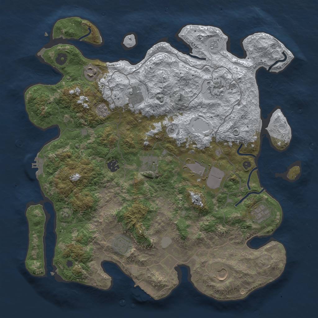 Rust Map: Procedural Map, Size: 4000, Seed: 761056274, 19 Monuments