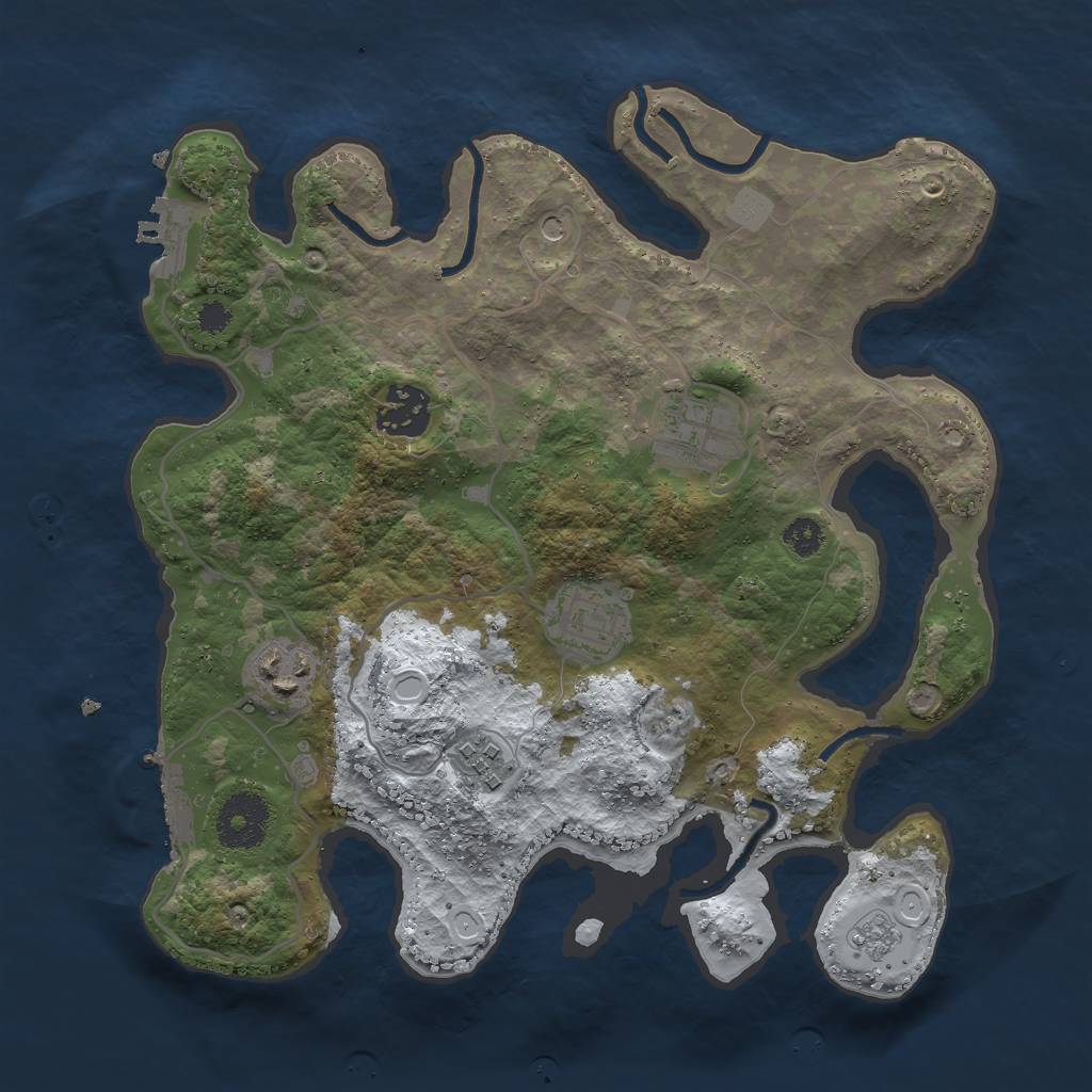 Rust Map: Procedural Map, Size: 3000, Seed: 1877920804, 14 Monuments