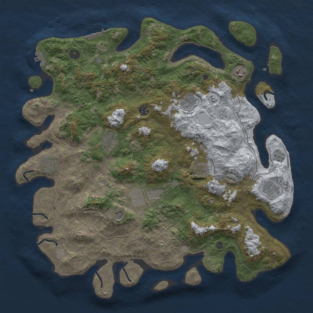 Rust Map: Procedural Map, Size: 4500, Seed: 451235, 19 Monuments