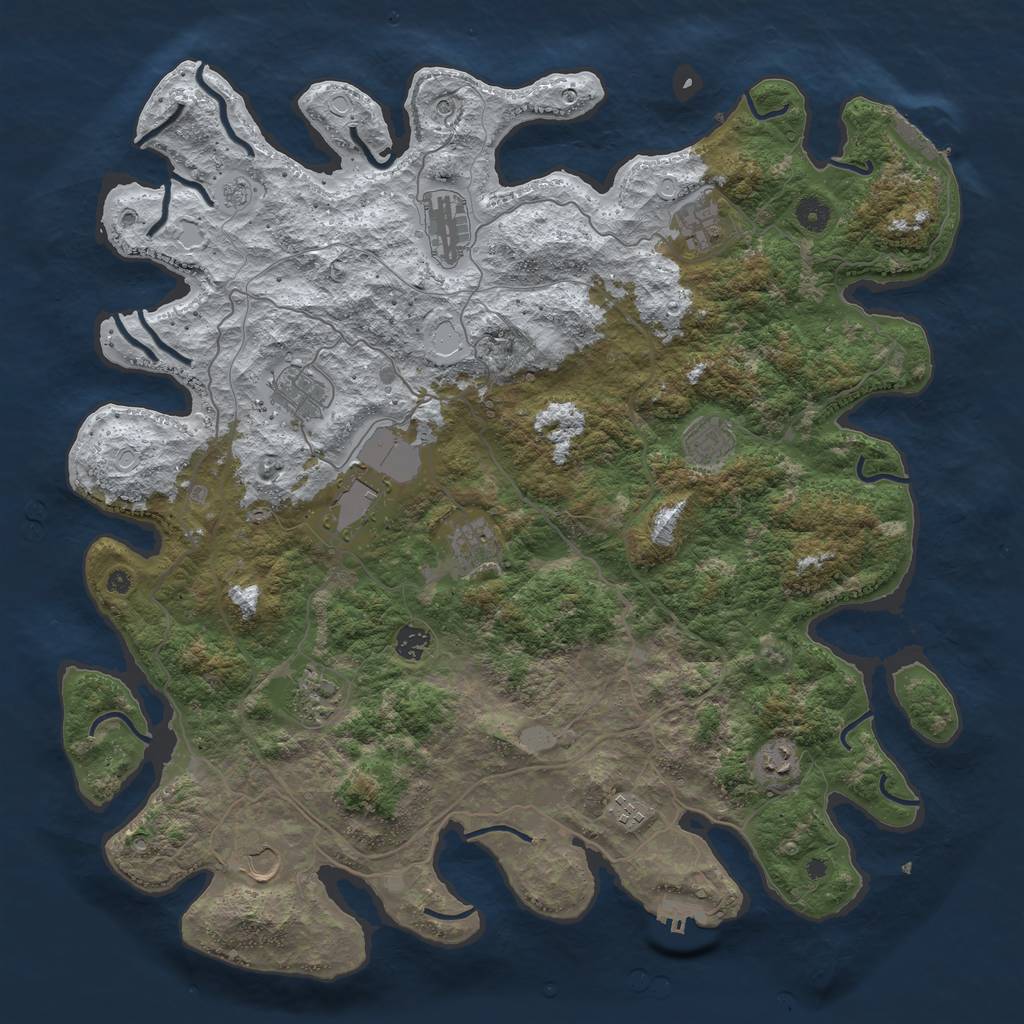 Rust Map: Procedural Map, Size: 4500, Seed: 4641506, 20 Monuments