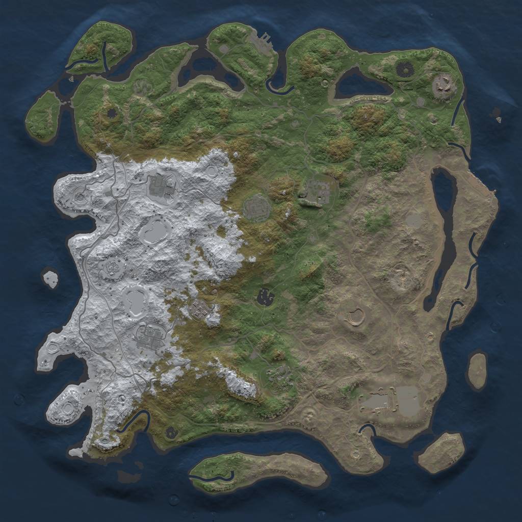 Rust Map: Procedural Map, Size: 4500, Seed: 2389269, 19 Monuments