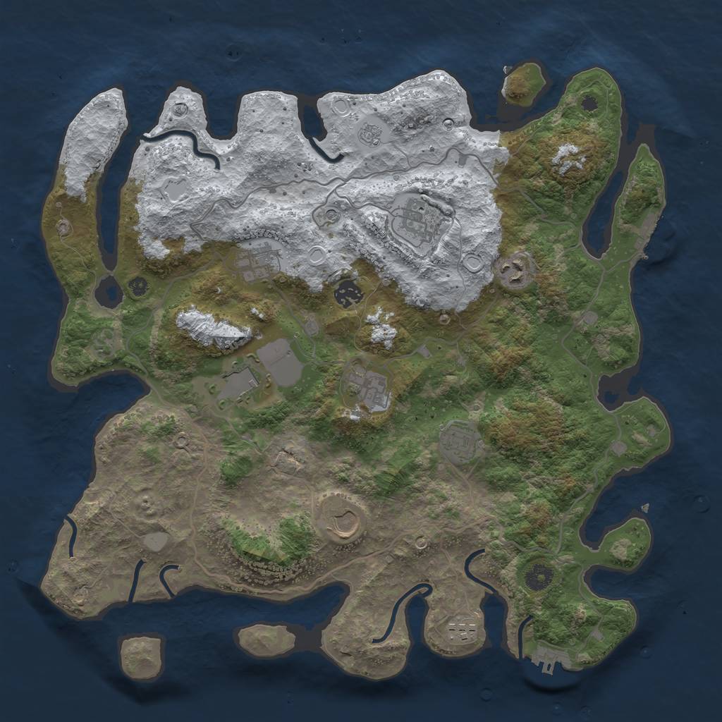 Rust Map: Procedural Map, Size: 4000, Seed: 881507313, 18 Monuments
