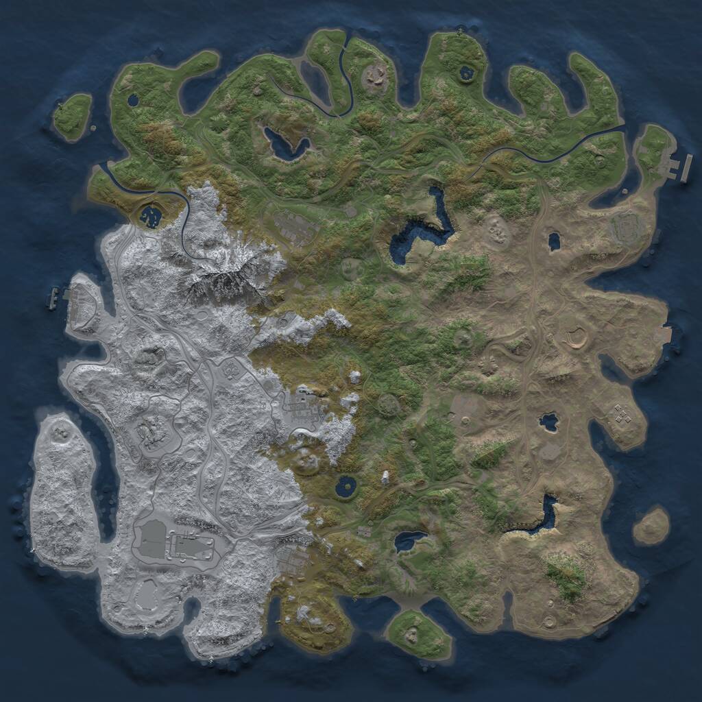 Rust Map: Procedural Map, Size: 5000, Seed: 1910046538, 17 Monuments