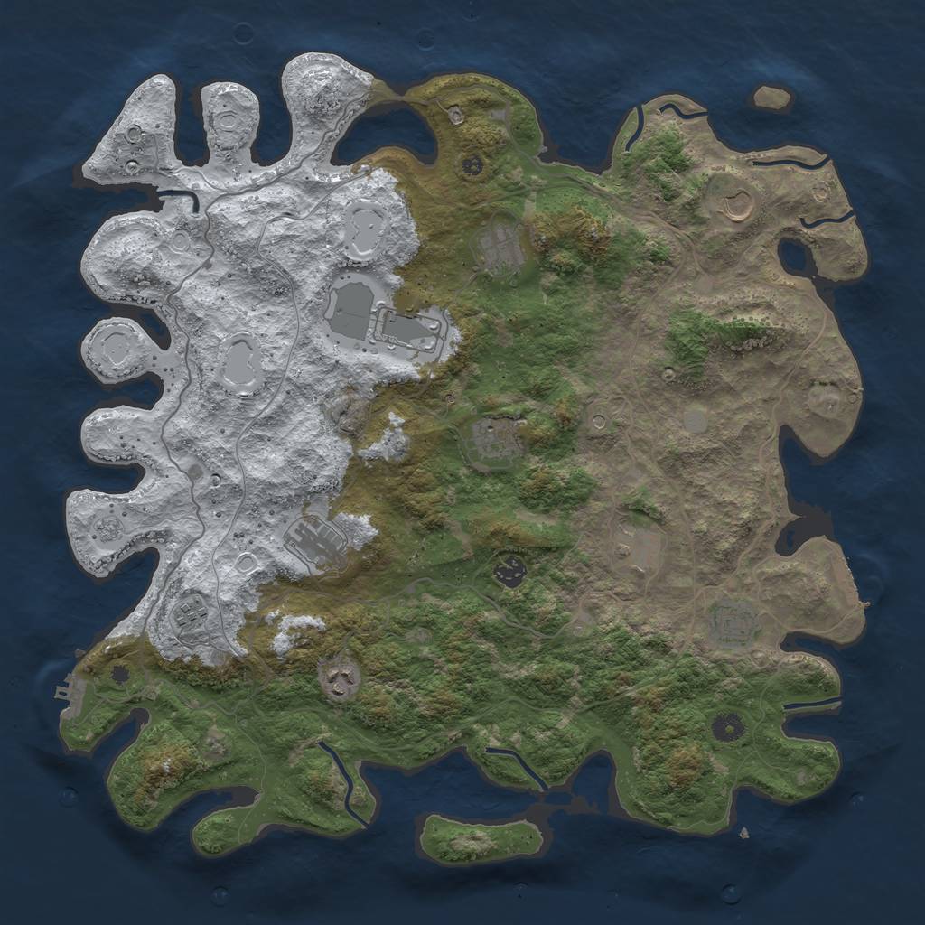 Rust Map: Procedural Map, Size: 4500, Seed: 1345380, 19 Monuments