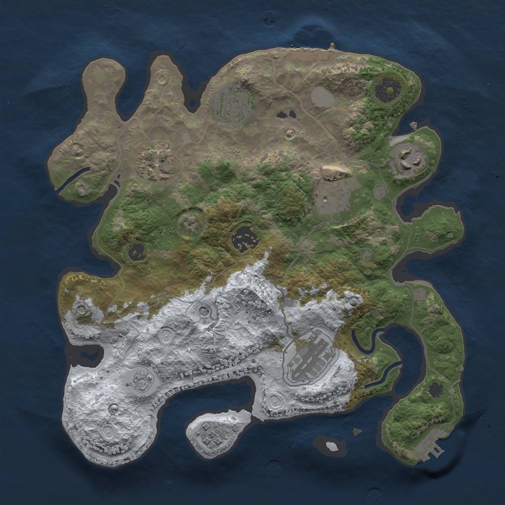 Rust Map: Procedural Map, Size: 3000, Seed: 29939809, 16 Monuments