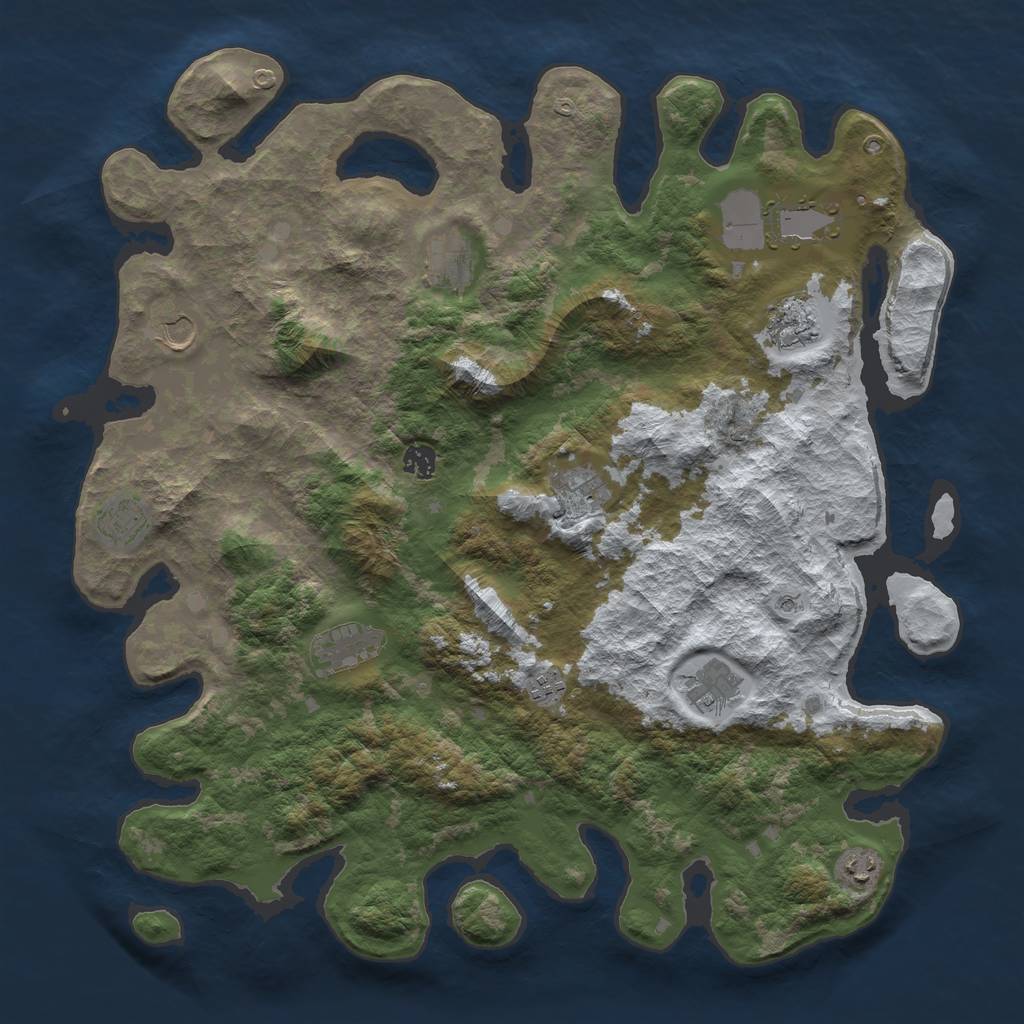 Rust Map: Barren, Size: 4500, Seed: 1615863, 14 Monuments