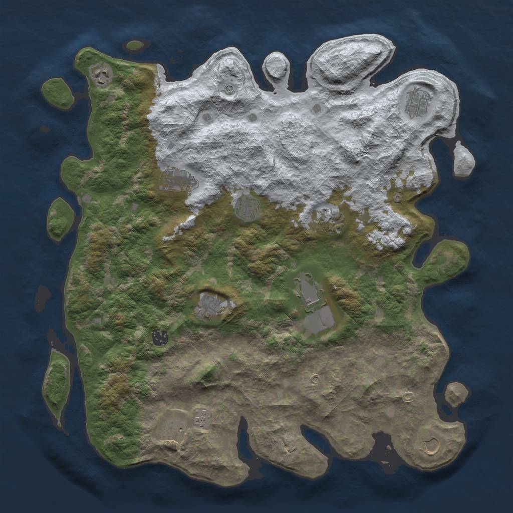 Rust Map: Barren, Size: 4500, Seed: 410037, 14 Monuments