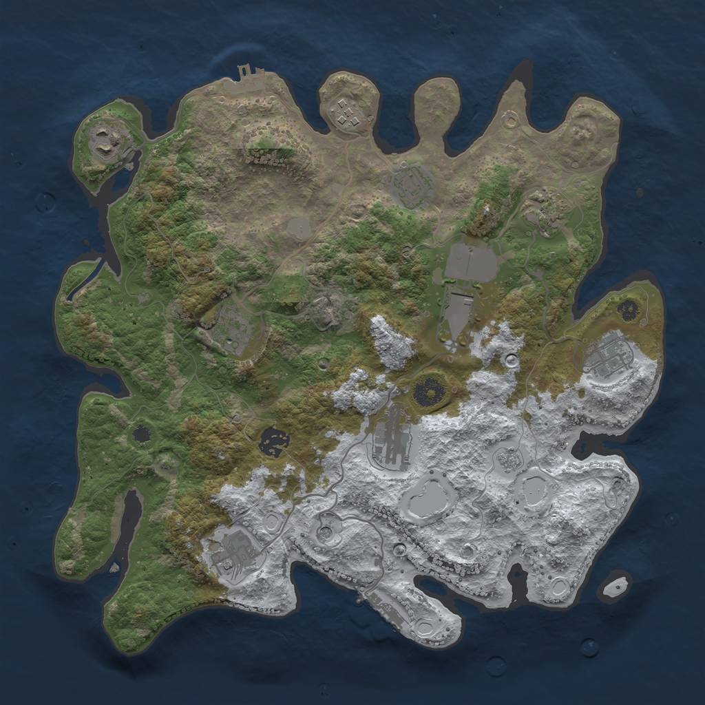 Rust Map: Procedural Map, Size: 3600, Seed: 59683, 19 Monuments